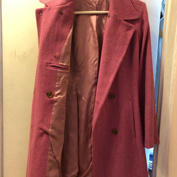 NWOT PHB NYC vintage double-breasted pink coat, wool blend, size M - Picture 4 of 5